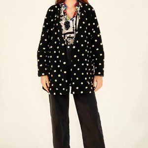 FARM RIO polka dot fleece cardigan